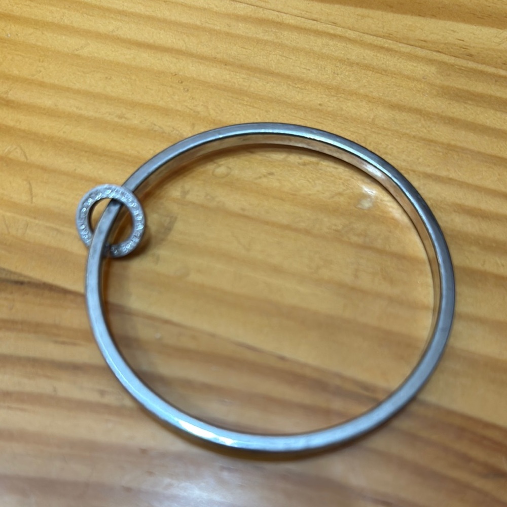 Silver Bangle Bracelet with Crystal Accent